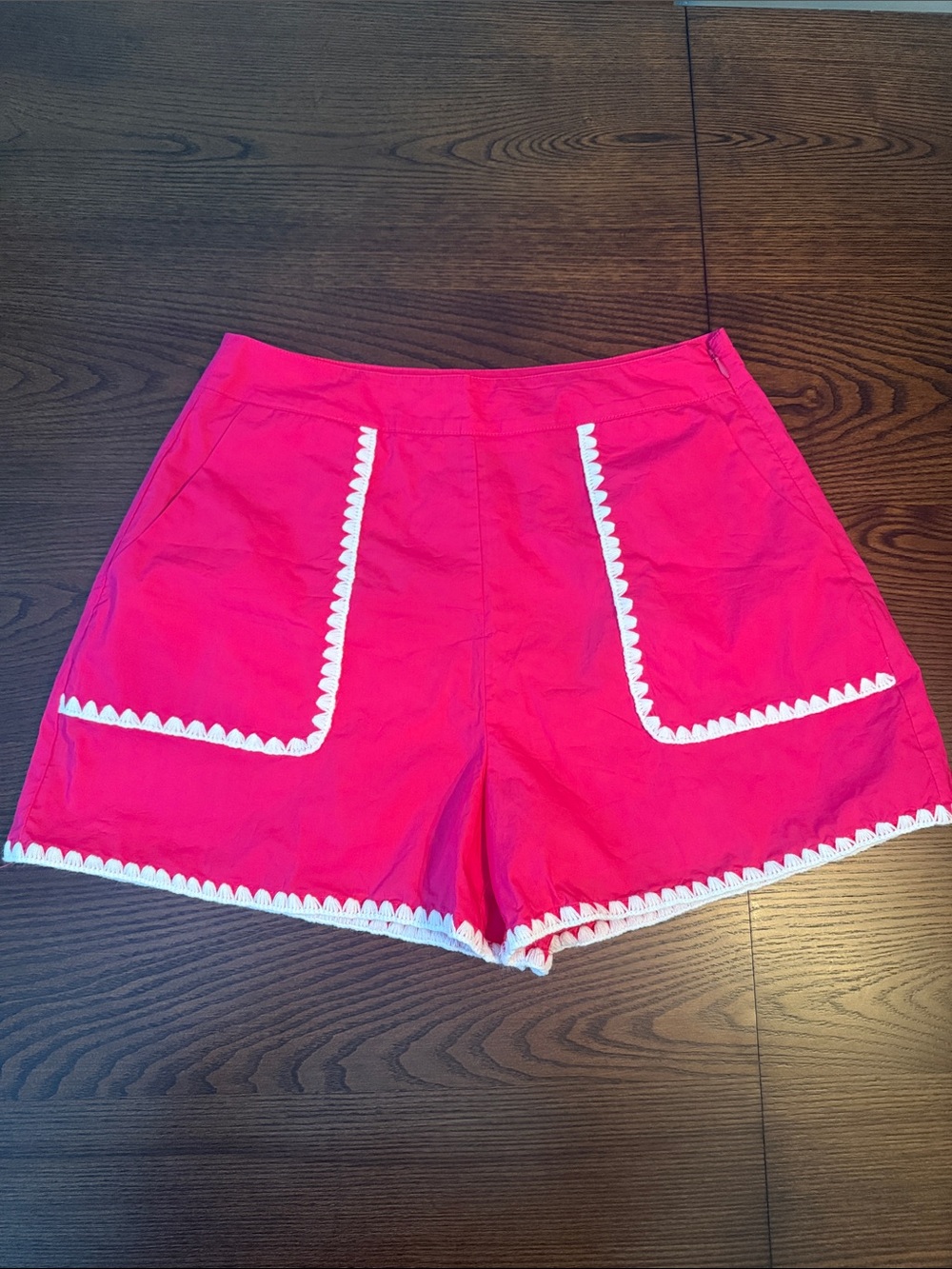 Sugarlips London Hot Pink Shorts with White Scallop Trim